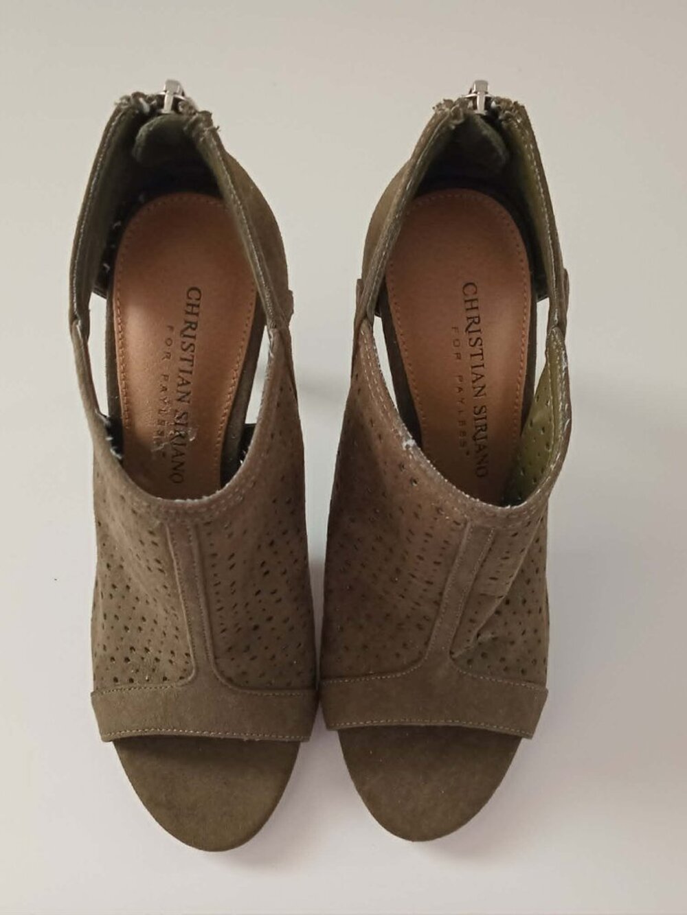 Women's Bootie Sandal Heels Christian Siriano Green Open Shoes - size 5 - Picture 2 of 9